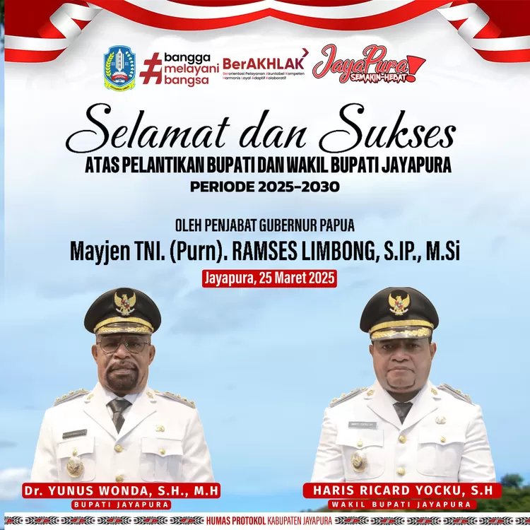 Bupati dan Wakil Bupati Jayapura Periode 2025-2030